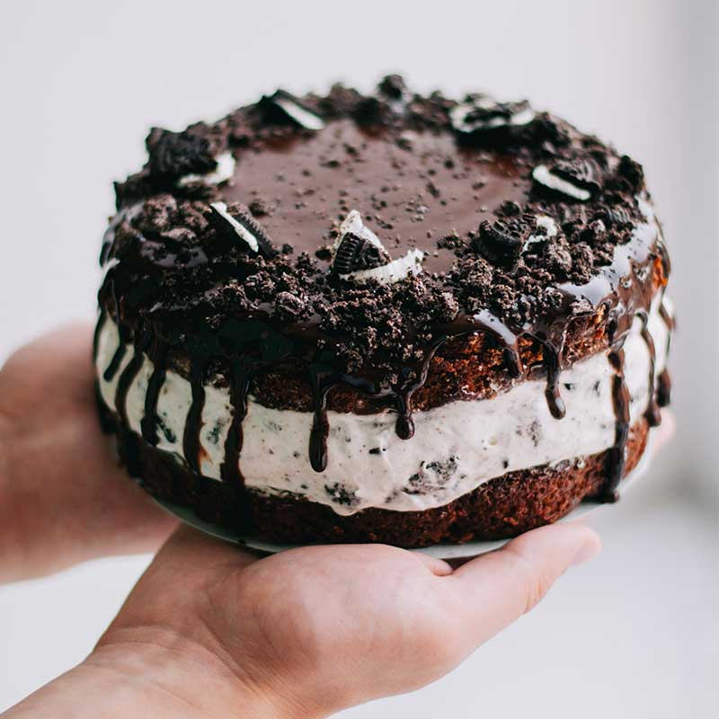Handcrafted chocolate celebration cake